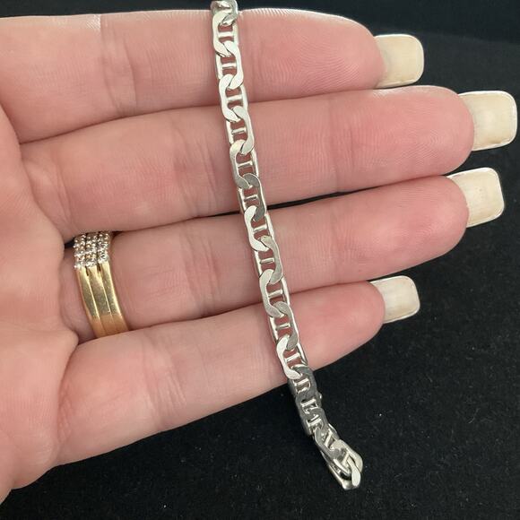 Men’s 8” Mariner Link Bracelet 4.5mm Wide Solid 925 Sterling Silver ITALY 7.32g - Picture 7 of 15